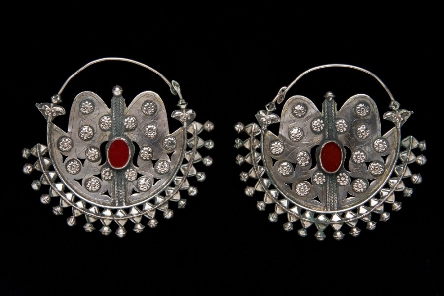 Earrings (Gulk Chalka) (late 19th to early 20th century), Turkmenistan (Yomud).