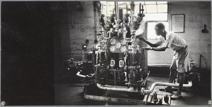 Man and machine'. Worker at a shipyard, Burutu, from Sweet Life (1966), Ed van der Elsken.