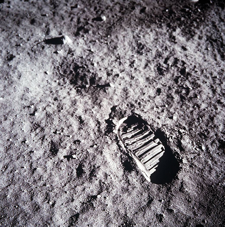 Buzz Aldrin’s boot print in the lunar soil, during Apollo 11’s landing on the moon, 20 June 1969.
