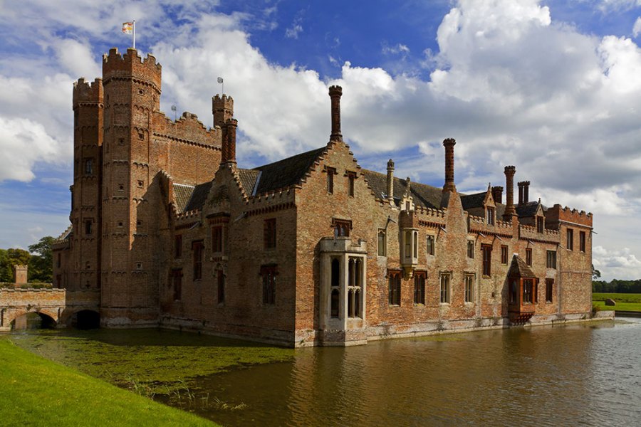 View of the gatehouse and west front of Oxburgh Hall, Norfolk.