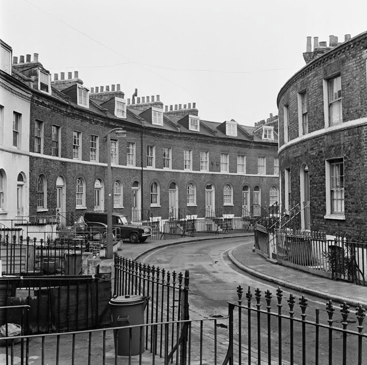 View of Keystone Crescent in Kings Cross, London, 1971.