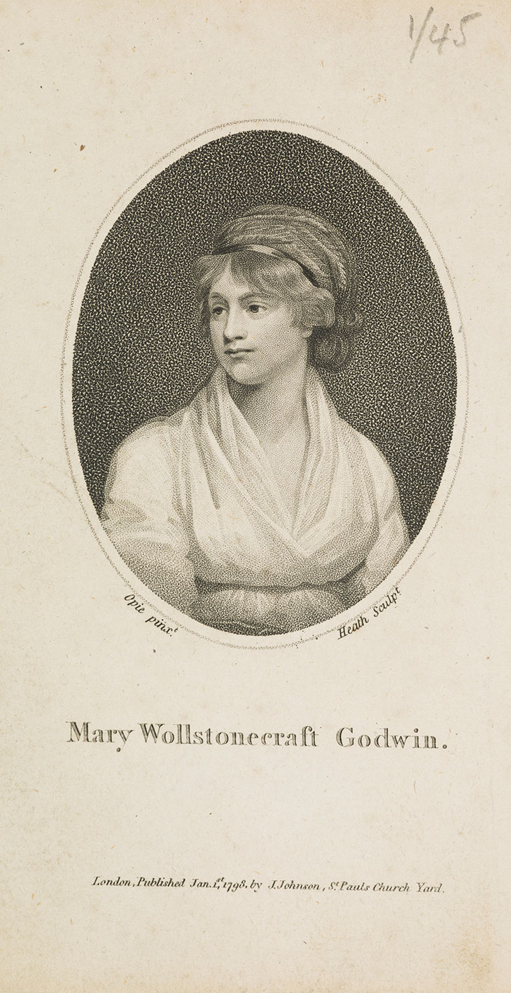 Mary Wollstonecraft Godwin (c. 1797), engraving by James Heath after a portrait by John Opie (published by Daniel Isaac Eaton). National Galleries Scotland