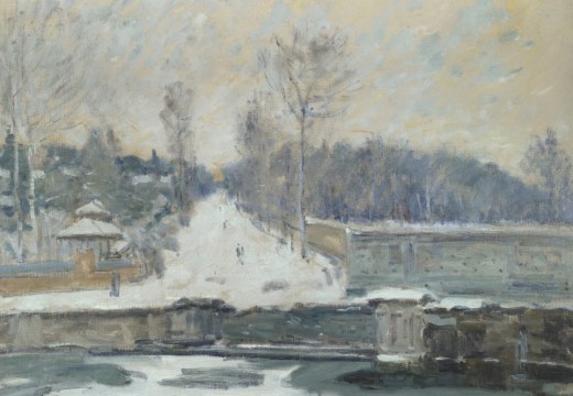 The Watering Place at Marly-le-Roi (detail; c. 1875), Alfred Sisley.