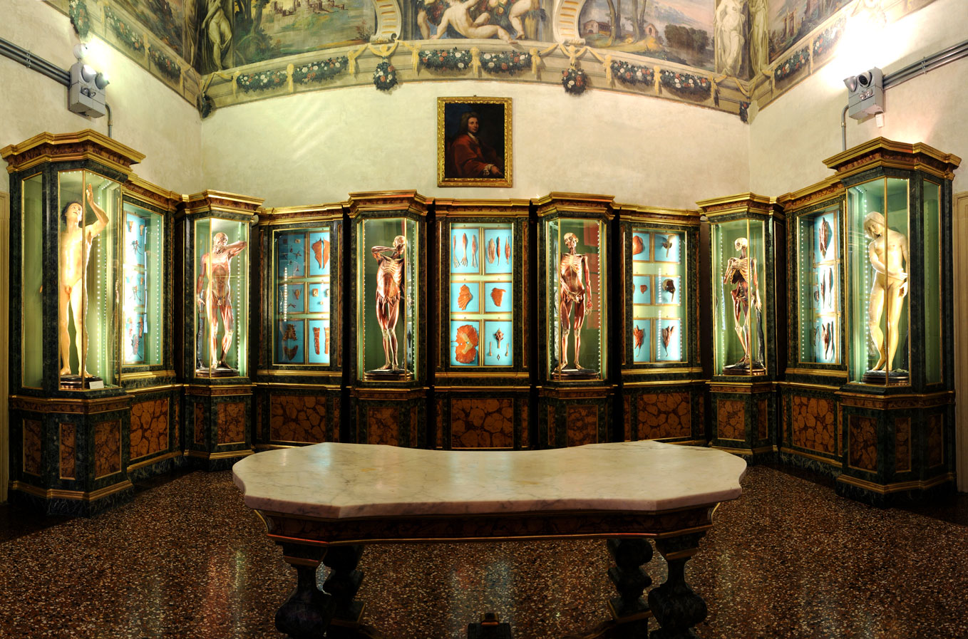 The anatomy room, with figures by Ercole Lelli, in the Palazzo Poggi, Bologna