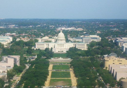 A view of the National Mall and the United States Capitol from the top of the Washington Monument