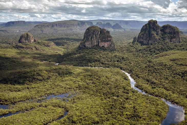 Aerial view of the Serrania de Chiribiquete, Colombia. 