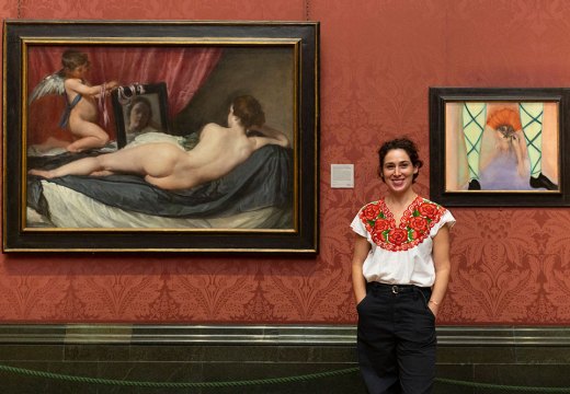 Rosalind Nashashibi at her exhibition ‘An Overflow of Passion and Sentiment’ in the National Gallery, London