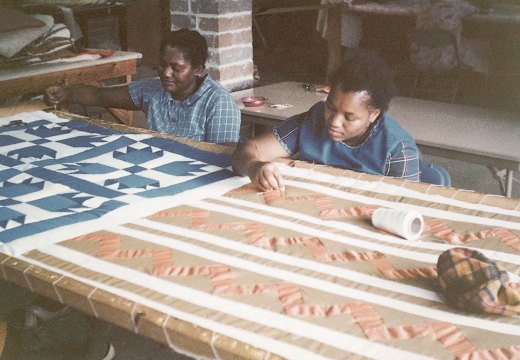 Leola Pettway and Qunnie Pettway working at the Freedom Quilting Bee in 1972.