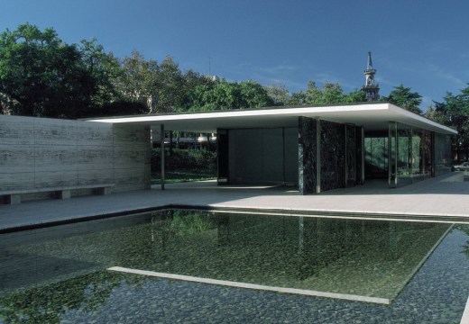 Replica of the Barcelona Pavilion designed by Ludwig Mies Van der Rohe and Lilly Reich for the International Exposition of 1929 and rebuilt in 1983.