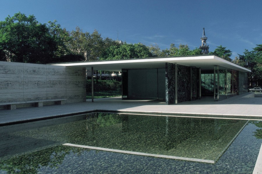 Replica of the Barcelona Pavilion designed by Ludwig Mies Van der Rohe and Lilly Reich for the International Exposition of 1929 and rebuilt in 1983.