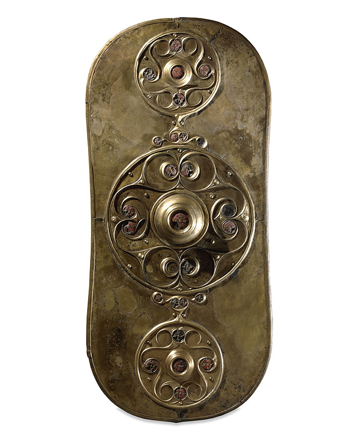 The Battersea Shield (c. 350–50 BC), found in the River Thames.