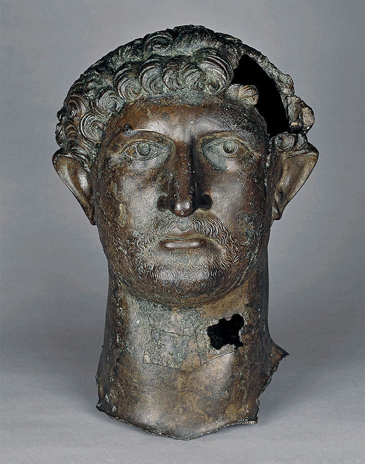 Bronze head of Hadrian (117–138), found in the River Thames.