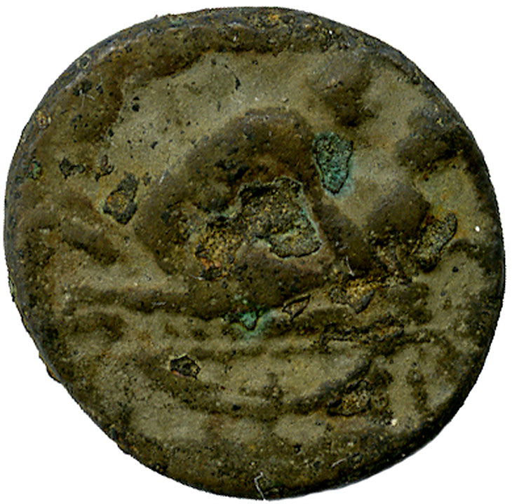 An erotic scene on a Roman brothel token found by Regis Cursan (Portable Antiquities Scheme)