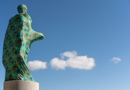 The Cloaking of the statue of Christopher Columbus behind the Bayfront Park Amphitheatre, Miami, Florida (2019), Joiri Minaya.