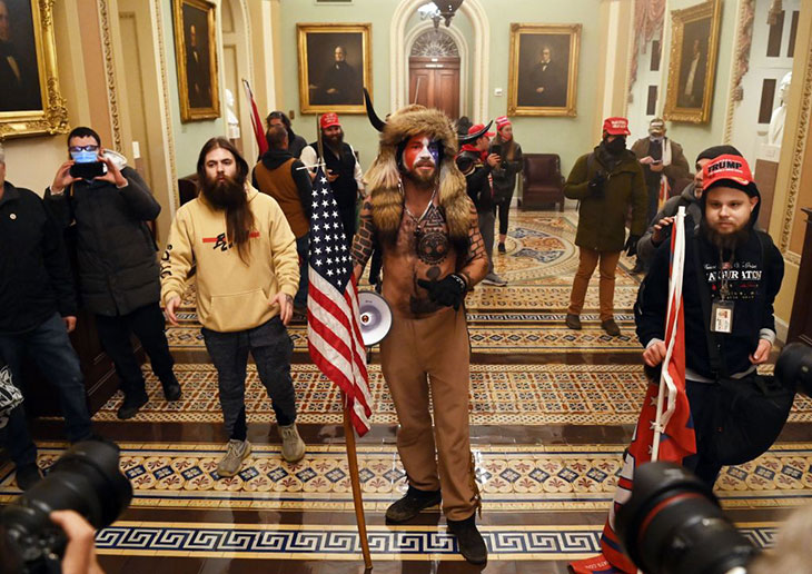 Rioters in the US Capitol on 6 January 2021.
