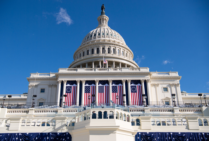 A view of the US Capitol in Washington, D.C., on 19 January – setting the stage for the presidential inauguration the following day.