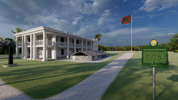 Freedom Memorial at Gamble Plantation (film still; 2020), John Sims.