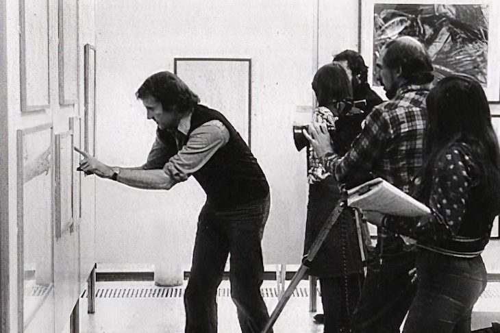 Mike Dibb selecting an image for Seeing Through Drawing (1976).