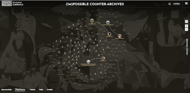 Screenshot from the ‘(Im)Possible Counter-Archives’ page of the ‘Rethinking Guernica’ website