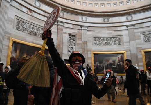 Selfie harm: rioters in the US Capitol rotunda on January 2021.