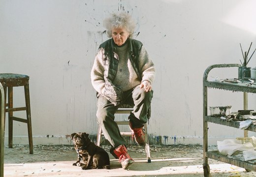 Maggi Hambling, photographed with her pug, Peggy, in November 2020.