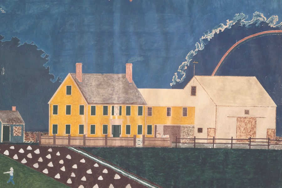 Farmstead in Passing Storm (detail; 1849), unidentified artist.