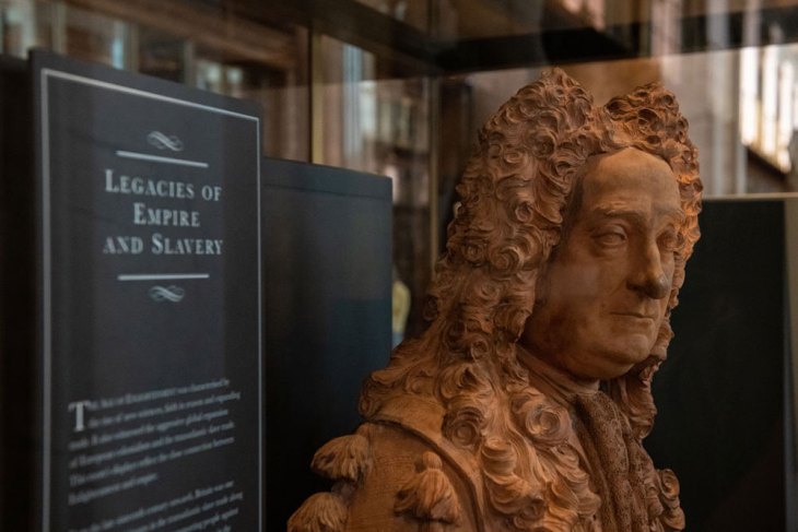A new home for Hans Sloane: the bust of the British Museum founder is displayed in a vitrine exploring the ‘legacies of empire and slavery’, installed during the lockdown of spring 2020.