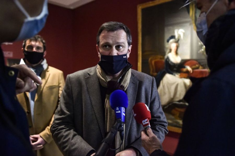 Mayor Louis Aliot at the Hyacinthe Rigaud Museum, Perpignan, on 9 February.