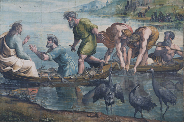 The Miraculous Draught of Fishes (detail; 1515–16), Raphael. Photo: © V&A; courtesy Royal Collection Trust/HM Queen Elizabeth II 2021
