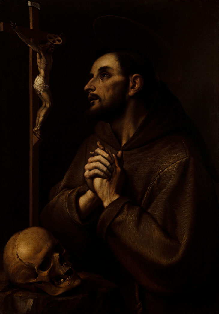 Saint Francis Adoring the Cross, (1596), Jacopo Ligozzi. Toledo Museum of Art