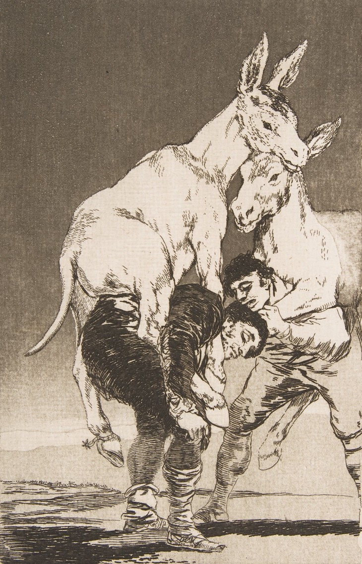 Plate 42 from Los Caprichos: Thou who canst not (1799), Francisco de Goya.