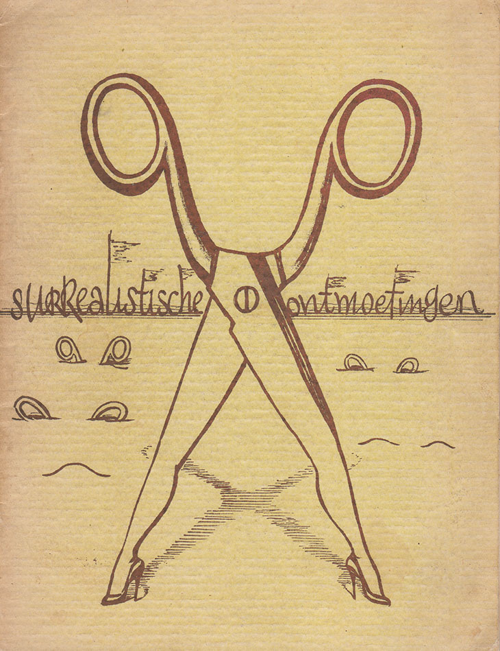 Cover design for a 1961 copy of Surrealistische ontmoetingen by J.H. Moesman. Museum Boijmans Van Beuningen, Rotterdam