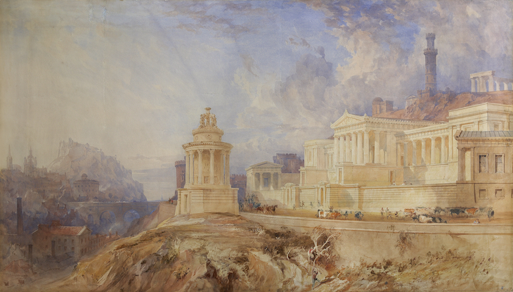 View of the Royal High School and Burns' Monument, Edinburgh (c. 1830), Thomas Allom.