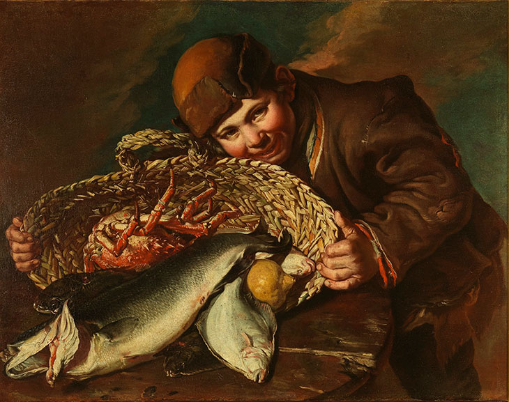 Boy with a Basket of Fish (1736), Giacomo Ceruti (‘Il Pitocchetto’). Gallerie degli Uffizi, Florence