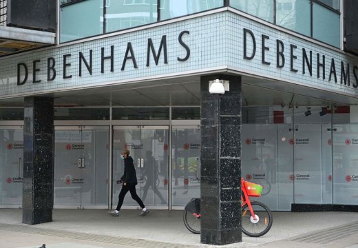 Requiem for a dream: a shuttered Debenhams on Oxford Street, March 2021.