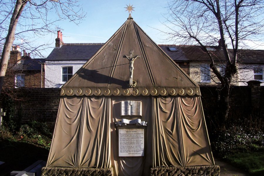 The tomb of Richard and Isabel Burton at the church of St Mary Magdalen, Mortlake, built 1891.