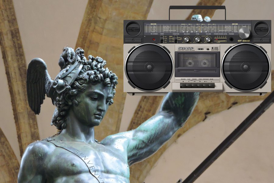 Broadcasting legend? Cellini’s Perseus plus boombox