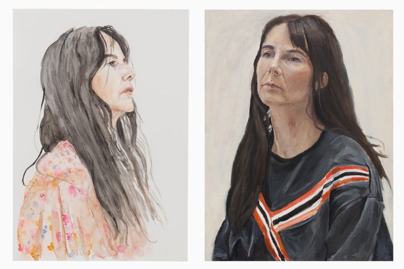 Lockdown Portrait 5 and Untitled (lockdown portrait) (both 2020), Gillian Wearing