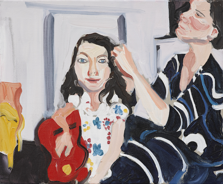 Self-portrait, nesting Esme's hair (2009), Chantal Joffe.