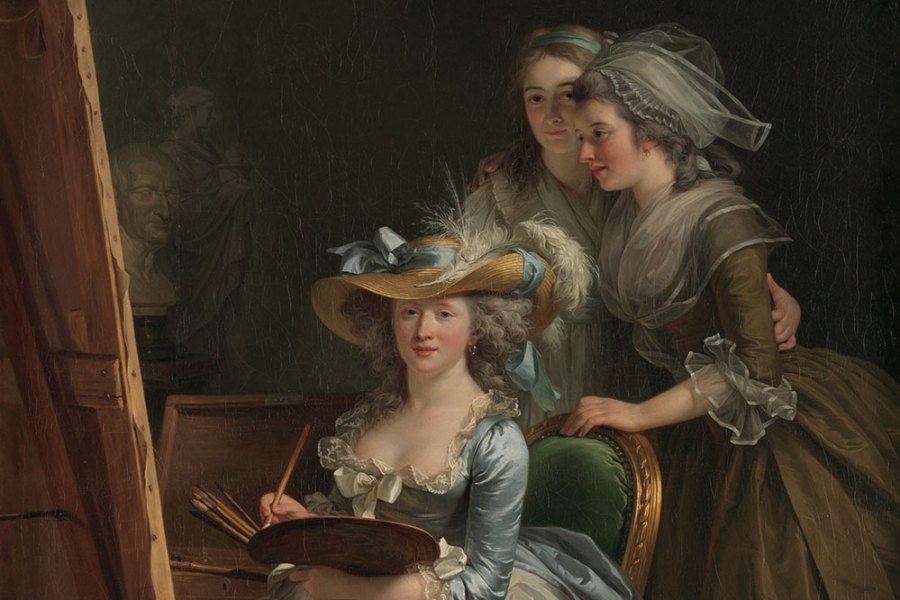 Self-portrait with Two Pupils (detail; 1785), Adélaïde Labille-Guiard. Adélaïde Labille-Guiard