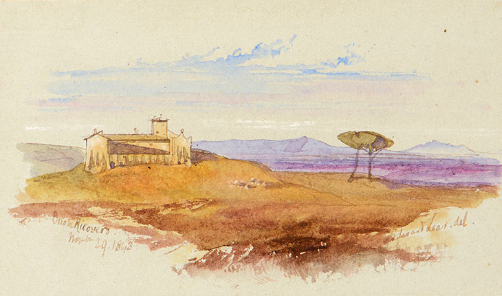 The Farmhouse of Buon Ricovero near Rome (1843), Edward Lear. Guy Peppiatt Fine Art
