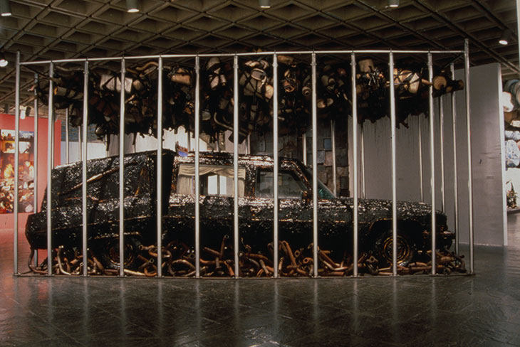 Peace Keeper (1995) by Nari Ward (installation view at the Whitney Museum of American Art, 1995).