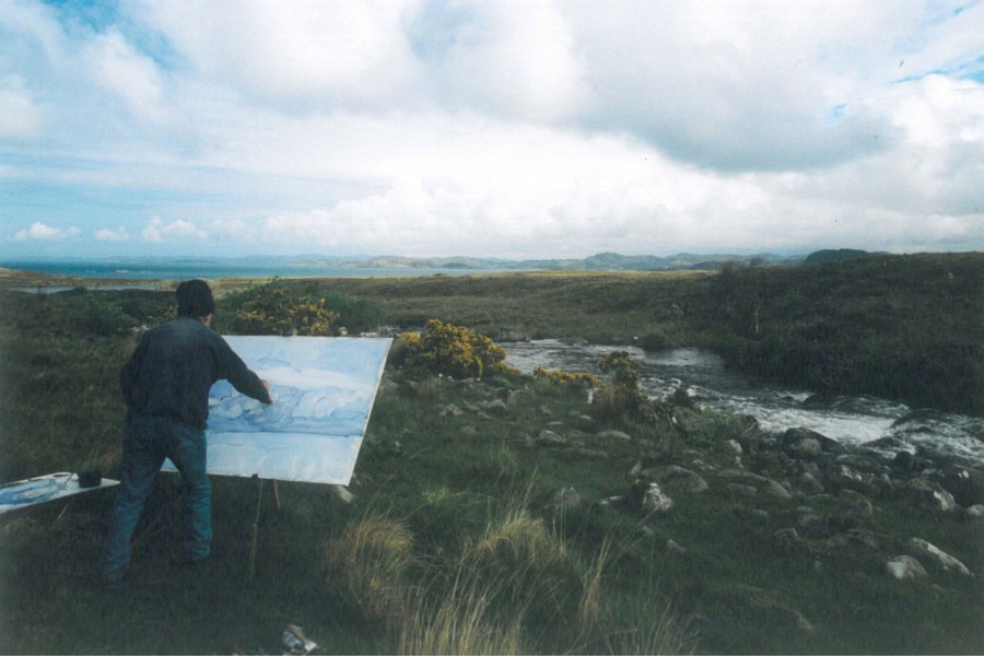 Work on the wild side – James Morrison painting in Scotland. Photo: Estate of James Morrison