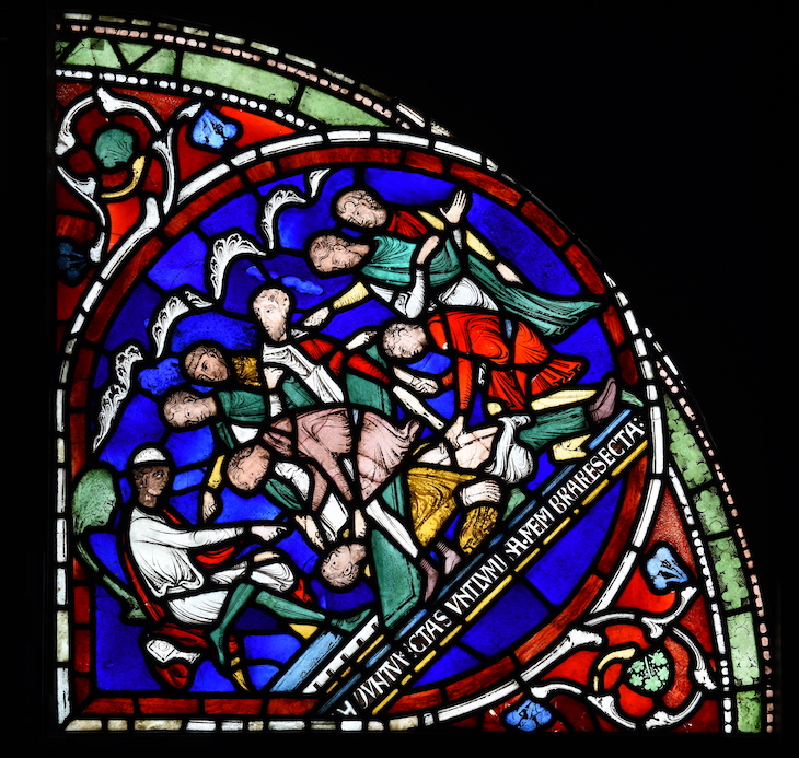 Detail of the Miracle Window showing the castration of Eilward of Westoning.