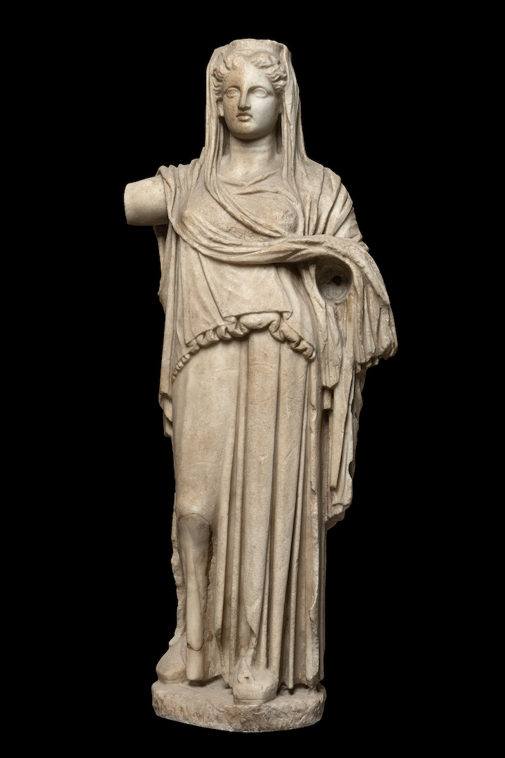 Statuette of a woman (possibly Demeter) with a polos (4th century BC), Greek.