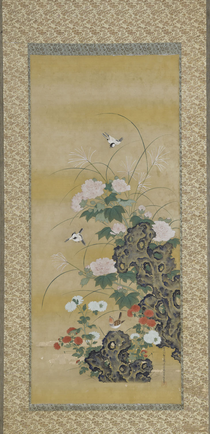 Kakemono painting on silk, Japan.