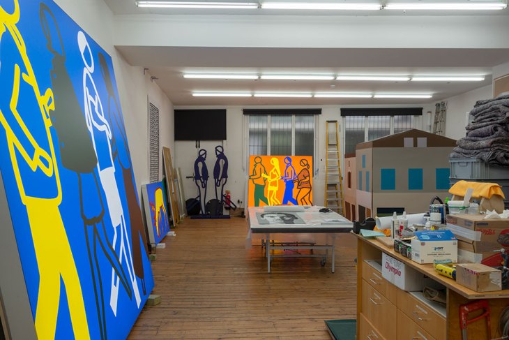 A view of Julian Opie’s studio in London.
