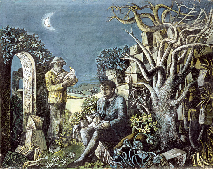 Landscape with Poet and Birdcatcher (1942), John Craxton. Private collection