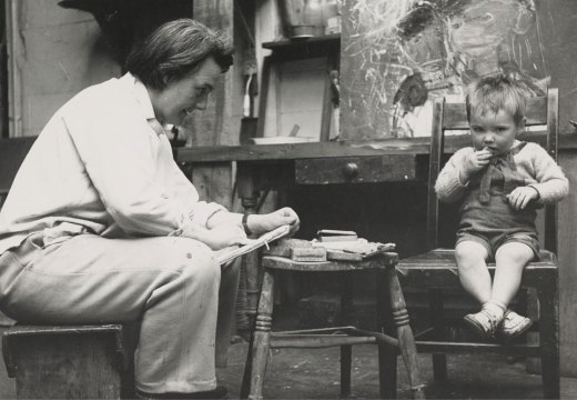Joan Eardley sketching in her studio in Townhead, Glasgow (photo by Audrey Walker, c. 1949–51). Collection Scottish National Gallery of Modern Art