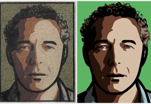 Two of Julian Opie’s self-portraits, both titled ‘Julian’, from 2012 and 2013 (left to right).